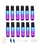 12PCs 10ml essential oils Roller bottles color gradient bottles of glass roll-on bottles with funnel/opener/label for essential oils massage perfume bottles - Buy Online on GoSupps.com