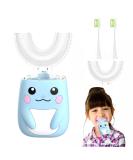 Kids Electric U-Shaped Ultrasonic Toothbrush | 2 Brush Heads | 6 Cleaning Modes | IPX7 Waterproof | Cartoon Design | Age 2-7 | Blue - Buy Online on GoSupps.com