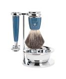 M HLE RYTMO 4-Piece Pure Badger Double Edge Safety Razor Shaving Set - Barbershop Quality for Close, Smooth Shave - Petrol Blue - Buy Online on GoSupps.com