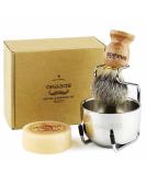 Shaving Brush Set, 4pcs Anbbas Pure Badger Hair Brush Solid Wood Handle with Goat Milk Shaving Soap 100g,Stainless Steel Shaving Stand and 2 Layers Shaving Bowl Kit Perfect for Men Gift - Buy Online on GoSupps.com