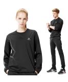 KEBILI Women's Sauna Suit for Weight Loss - Black Round Sweatshirt Top & Pants Set (Size L) - Buy Online on GoSupps.com
