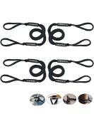 Pack of 4 Bungee Dock Lines for Boats - 4-5.5 ft Black Mooring Rope & Shock Absorb Tie - Boat Accessories - Buy Online on GoSupps.com