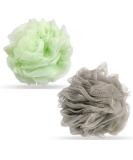 Valby Loofah Exfoliating Bath Sponge Shower Puff Body Poufs Shower Sponge Shower Scrunchie Set of 2 Body Scrubbers (Grey/Mint) - Buy Online on GoSupps.com