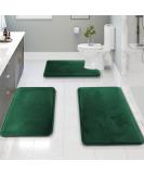 Clara Clark Hunter Green Memory Foam Bathroom Mats Set - Soft Non-Slip Absorbent - 3-Piece Small/Large/Contour - Buy Online on GoSupps.com
