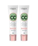 L'Or al Paris Magic CC Cream 24H Moisturizing Anti-Redness Green 5-in-1 Universal Shade - Long-Lasting Velvety Skin Effect - 2 x 30ml Bottles - International Shipping Available - Buy Online on GoSupps.com