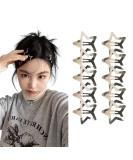 Silver Star Snap Hair Clips Set - 10 Pieces Y2K 2000s Girls Hair Barrettes & Headpieces - Buy Online on GoSupps.com