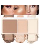 3 IN 1 Brown Nude Face Highlight Bronzer Palette - Buildable Matte Contour & Natural Makeup for Cheeks Nose and Eyes | Ultra Sculpt & Brightening - Buy Online on GoSupps.com