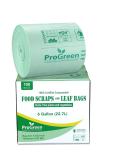 ProGreen 6 Gallon Compostable Bags - 100 Count | Extra Thick 0.87 Mil | Small Kitchen, Food Scraps, Yard Waste | ASTM D6400, BPI, VINCOTTE Certified - Buy Online on GoSupps.com