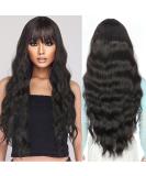 YEESHEDO Long Black Wigs with Fringe - Natural Looking 28 Inches Curly Wavy Synthetic Hair for Women - Ideal for Daily Wear and Halloween Cosplay - Buy Online on GoSupps.com