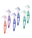 6-Piece Prosthesis Brush Set | Toothbrush for False Teeth | Auhota Hygienic Cleaning Kit for Restorative Care | Multi-Layer Bristles & Ergonomic Rubber Racks - 4 Colors - Buy Online on GoSupps.com