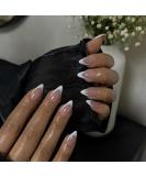 KQueenest 30 Pcs White French Tip Press-On Nails - Short Almond Acrylic & Nude Pink Gel Nails for Women - Classic DIY Manicure - Buy Online on GoSupps.com