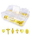60 Pcs Gold Cross Charms for 3D Nail Art Design Metal Luxury Jewels Decoration Gems Retro Chrome Gothic Accessories Vintage Nail Craft Heart Jewelry DIY Punk Style Holy Logo Decor Jesus Virgin Mary - Buy Online on GoSupps.com