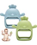 Bite Ring Baby Toys 2-Piece Dental Aid for 0-12 Months | Sensory Teething Gifts in Blue & Green - Buy Online on GoSupps.com