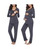 Irdcomps Women's Maternity Pyjamas Set - Cotton Nursing Nightwear PJ for Breastfeeding - Long Sleeve Sleepwear for Pregnancy - Dark Grey - Size L - Buy Online on GoSupps.com