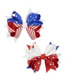 Patriotic 4th of July Hair Bow Clips with Glitter Star Detail - Independence Day Hair Accessories for Kids Girls - 2 Pack - Buy Online on GoSupps.com