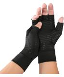 Anti-Slip Compression Arthritis Gloves | Copper Infused Fingerless Gloves for Pain Relief & Wrist Support - Unisex (M - Buy Online on GoSupps.com
