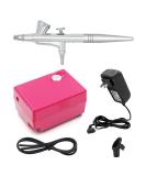Pinkiou Airbrush Makeup Set with Mini Compressor - 0.4mm Needle and Nozzle for Face, Nail, and Body Paint - RED - Buy Online on GoSupps.com