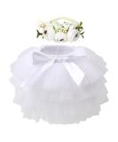 Hoolchean Baby Girls Soft Tutu Skirt and Flower Headband Set | 6-12 Months White - Buy Online on GoSupps.com