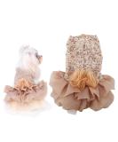 Bling Dog Dress Comfortable Dog Luxury Princess Wedding Dress Shiny Pet Lace Dress Sequined Princess Summer Pet Cloth for Small Dog Puppy(Gold L) - Buy Online on GoSupps.com