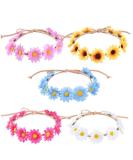 Booster Flower Garland Headband - 5 Multicolored Sunflower Headbands for Girls Women Brides & Party Celebrations - Buy Online on GoSupps.com