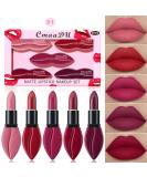 Long-Lasting Velvet Lipstick Set in Deep Ruby, Rose Red, Nude Pink - Smudge Proof Matte Lip Stain Makeup for Women - 5Pcs Pack - Buy Online on GoSupps.com