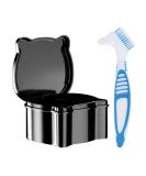 Prosthesis & Denture Box with Sieve | Guador Braces Cleaner Brushes & Storage | Black Denture Cup - Buy Online on GoSupps.com