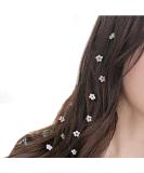 3 PCS Crystal Flower Long Hair Decorative Headdress Hair Extensions - White | Women's Streamline Hairpin Accessories - Buy Online on GoSupps.com