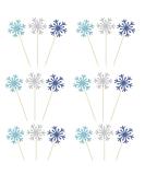 Newzc 30-Piece Snowflake Cake Topper Set - Glitter Cupcake Toppers in Silver Light Blue & Royal Blue for Weddings & Birthday Parties - Buy Online on GoSupps.com