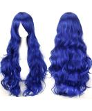 YEESHEDO 32 Royal Blue Long Wavy Curly Hair Cosplay Wig with Bangs - Heat Resistant Synthetic Wig for Women & Girls | Ideal for Party, Costume, Anime & Halloween - Buy Online on GoSupps.com