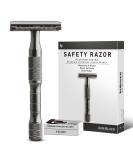 Buy Premium Safety Razor for Men & Women | Reusable Metal Single Blade Shaver - 10 Platinum Blades Included | Sustainable Gun Black Design - Buy Online on GoSupps.com
