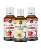 Borchers Flavor Drops Tasting Package |1 x raspberry strawberry and vanilla |3 x 30 ml |0 calories |Sweet fabric liquid |For cooking and baking |For drinks - Buy Online on GoSupps.com
