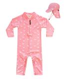 weVSwe Baby Girl UV Protection Rash Guard Swimsuit with Sun Hat - Whale Design | 0-3 Years - Buy Online on GoSupps.com