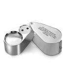 Leffis 40X Jewelers Loupe Magnifier with LED/UV Illumination - Metal Construction, Pocket Size for Jewelry, Gardening, Kids, Stamp, Rock Collecting - Buy Online on GoSupps.com