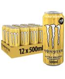 Monster Ultra Sugar Free Energy Drinks Pineapple - Energy Ultra Zero Sugar RRP Price Marked (12x500ml) Pineapple 12x500ml - Buy Online on GoSupps.com