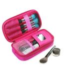 Premium Hot Pink Make-Up Bag for Women | 2 Layer Travel Kit Organizer with Mirror & Brush Pockets | Professional Cosmetic Case - Buy Online on GoSupps.com