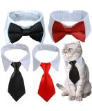 4 Pieces Pets Dog Cat Bowtie Pet Costume Adjustable Formal Necktie Collar for Cats Small Dogs Puppy Grooming Accessories (Black/red) - Buy Online on GoSupps.com