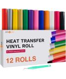 HTVRONT 12 Pack Heat Transfer Vinyl Bundle - 12x5' Rolls for Cricut & Cameo, Easy to Cut & Weed Iron-On HTV Vinyl - Buy Online on GoSupps.com
