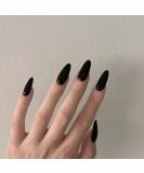 JUSTOTRY 24 Pcs Classy Black Almond Short False Nails Solid Press on Nails Pattern Glossy Fake Nails Short French Oval Medium Stick on Nails for Women and Teens Nails Art 05 black&solid6 - Buy Online on GoSupps.com