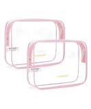 BAGSMART Clear Toiletry Bag 2 Pack - TSA Approved Quart Size Travel Accessories for Women (Pink-2pcs) - Buy Online on GoSupps.com