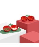 VETRESKA Non Slip Ceramic Cat Food Bowl | Tilted Feeding Bowls for Cats | Anti Vomiting Design | Wide Shallow Dish for Dogs and Puppies | Cherry - Buy Online on GoSupps.com