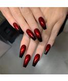 Brishow Coffin Artificial Nails - Halloween Press-On Long Black Red Ballerina Acrylic False Nails (24PCs) for Women & Girls - Buy Online on GoSupps.com