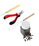 Faletony 4 in 1 Salon Microring Set - 500 Light Brown Microrings & Tools for Hair Extensions Accessories - Buy Online on GoSupps.com