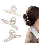 SDFF 3-Piece Metal Gold Claw Clips - Strong Hair Grippers for Women & Girls with Thick Hair | Stylish & Slippery Hairpins - Buy Online on GoSupps.com