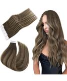 Easyouth Balayage Tape Extensions - Real Hair Seamless Skin Weft Darkest Brown & Ash Brown Mix 12 inch 30g - Ideal for Cancer Patients #2/8/2 - Buy Online on GoSupps.com