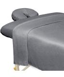 ForPro Premium Microfiber 3-Piece Massage Sheet Set, Ultra-Light, Stain and Wrinkle-Resistant, Includes Flat Sheet, Fitted Sheet and Face Rest Cover, Cool Grey - Buy Online on GoSupps.com