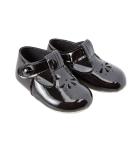Baypods B617 T Bar Petal Punch Pre Walker Baby Shoes - Soft Faux Leather, Made in England - Black Patent (1 UK Child) - Buy Online on GoSupps.com