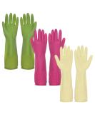 Watunid Reusable Long Rubber Kitchen Gloves - 3 Pairs Waterproof Dishwashing & Cleaning Gloves for Home Bathroom & Car (Medium Size) - Buy Online on GoSupps.com