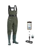 FISHINGSIR HISEA Waterproof Fishing Waders with Boots for Men and Women - Green Chest Waders for Hunting with Boot Hanger - Size M8/W10 - Buy Online on GoSupps.com