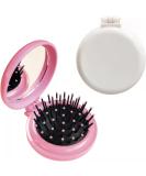 Folding Hair Brush with Mirror - Mini Compact Massage Comb for Girls and Women (Pink+White) - Buy Online on GoSupps.com