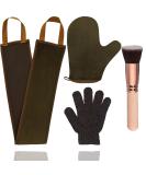 4 Pack Self Tanning Mitt Applicator Kit, with Self Tanner Mitt, Self Tan Back Applicator, Exfoliating Glove, Flat Top Face Tanner Brush, Tan mit for Self Sunless Tanner (brown) - Buy Online on GoSupps.com
